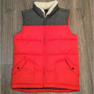 GapKids Orange Puffer Vest w Sherpa Collar XL
